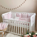 Set lenjerie patut bebe 7 piese Dots roz (1)
